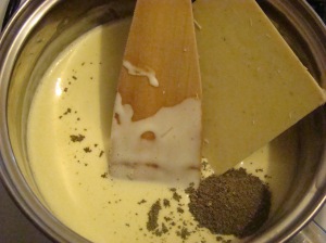 White chocolate cream melting