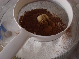 Sift flour spice cocoa